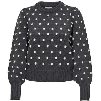 15304813 JdY Damski sweter z dzianiny Jdysigrid Life L/S On Puff Pull KNT Noos, Dark Grey Melange/Szczegóły: w. Cement Dots, XL 15304813 JdY Damski sweter z dzianiny Jdysigrid Life L/S On Puff Pull KNT Noos, Dark Grey Melange/Szczegóły: w. Cement Dots, XL