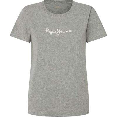 PL505951933S Pepe Jeans Koszulka damska Fiore, Szary (Marl Grey), S PL505951933S Pepe Jeans Koszulka damska Fiore, Szary (Marl Grey), S