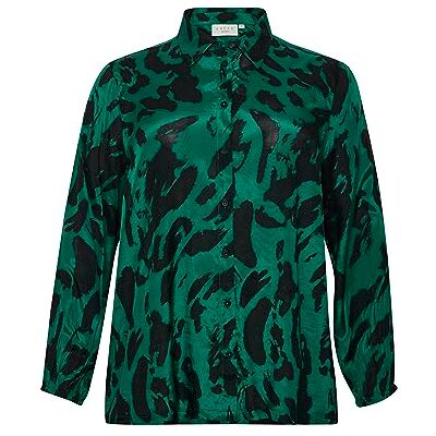 10581777 Kaffe Curve Plus Size Damska koszula Button Up Regular Fit Printed Long Sleeves Damska, Czarny/Adwenturyn Leo, 42 duże rozmiary 10581777 Kaffe Curve Plus Size Damska koszula Button Up Regular Fit Printed Long Sleeves Damska, Czarny/Adwenturyn Leo, 42 duże rozmiary