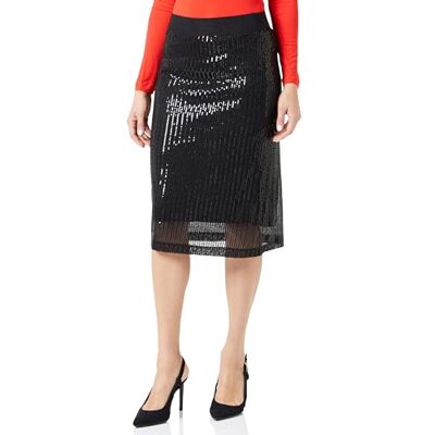 10508032 KAFFE Damski Cekinowy Skirt Wysoko Waisted Knee-Length Elastyczny Waistband Slim Fit, Głęboka czerń, L 10508032 KAFFE Damski Cekinowy Skirt Wysoko Waisted Knee-Length Elastyczny Waistband Slim Fit, Głęboka czerń, L