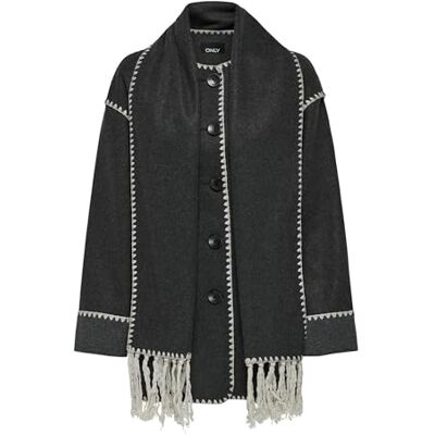 15322422 ONLY Damski płaszcz ONLELBA Life Scallop Edge Scarf Coat OTW, szary, L, szary, L 15322422 ONLY Damski płaszcz ONLELBA Life Scallop Edge Scarf Coat OTW, szary, L, szary, L