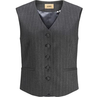 12260416 JACK & JONES Damska kamizelka garniturowa Jxmary Brushed Waistcoat TLR, Ciemnoszary melanż/paski: jasnoszary, M 12260416 JACK & JONES Damska kamizelka garniturowa Jxmary Brushed Waistcoat TLR, Ciemnoszary melanż/paski: jasnoszary, M