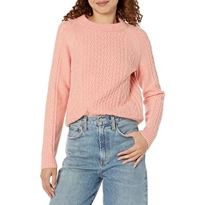 AEW30278F23_Bright Peach Heather Amazon Essentials Damski sweter ze ściegiem, jasny brzoskwiniowy wrzos, M AEW30278F23_Bright Peach Heather Amazon Essentials Damski sweter ze ściegiem, jasny brzoskwiniowy wrzos, M