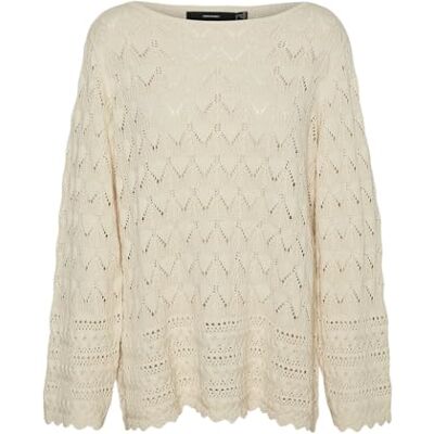 10317344 VERO MODA CURVE Vmclua Ls Boatneck Cur Noos sweter damski, brzoza, 42/44 10317344 VERO MODA CURVE Vmclua Ls Boatneck Cur Noos sweter damski, brzoza, 42/44