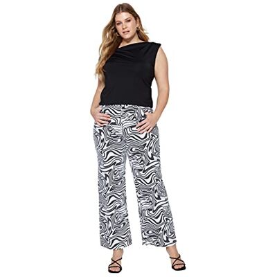 TBBSS23CJ00001 Trendyol Damskie spodnie jeansowe z wysokim stanem z szerokimi nogawkami plus size, Czarny, 42-Plus TBBSS23CJ00001 Trendyol Damskie spodnie jeansowe z wysokim stanem z szerokimi nogawkami plus size, Czarny, 42-Plus