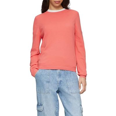 2150188 QS Sweter z dzianiny ze strukturą z mieszanki wiskozy, koralowy, XS 2150188 QS Sweter z dzianiny ze strukturą z mieszanki wiskozy, koralowy, XS