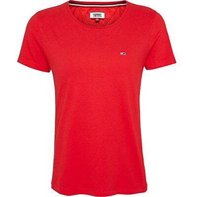DW0DW14616 Tommy Jeans Damskie topy z dzianiny S/S, Głęboki karmazynowy, XS DW0DW14616 Tommy Jeans Damskie topy z dzianiny S/S, Głęboki karmazynowy, XS