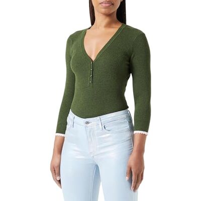 173341 Scotch & Soda Damski Button Detail Skinny Rib sweter, Field Green Melange 6504, S, Field Green Melange 6504, S 173341 Scotch & Soda Damski Button Detail Skinny Rib sweter, Field Green Melange 6504, S, Field Green Melange 6504, S
