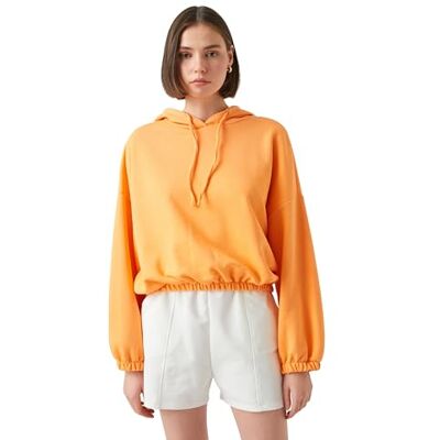 2YAK13805EK Koton Damska bluza z kapturem z długim rękawem, Salmon (992), XL 2YAK13805EK Koton Damska bluza z kapturem z długim rękawem, Salmon (992), XL