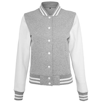BY027-00659-0058 Build Your Brand Damska kurtka Sweat College, dostępna w wielu różnych kolorach, rozmiary od XS do XL, szary/biały, XS BY027-00659-0058 Build Your Brand Damska kurtka Sweat College, dostępna w wielu różnych kolorach, rozmiary od XS do XL, szary/biały, XS