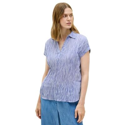 B345856 Cecil Damska bluzka strukturalna w paski, Deep Pastel Blue, S B345856 Cecil Damska bluzka strukturalna w paski, Deep Pastel Blue, S