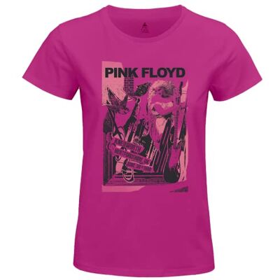WOPIFLRTS081 bawełniany podział t-shirt damski, fuksja, L WOPIFLRTS081 bawełniany podział t-shirt damski, fuksja, L