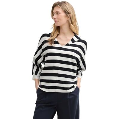 1046023 TOM TAILOR Sweter damski, 37734 Navy Offwhite Block Stripe, XL 1046023 TOM TAILOR Sweter damski, 37734 Navy Offwhite Block Stripe, XL