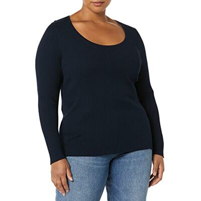 DR70066FW22-BRW91-Large Amazon Essentials Damski sweter z długim rękawem ze stretchem i okrągłym dekoltem (dostępny w dużych rozmiarach) (Previously Daily Ritual), granatowy, L DR70066FW22-BRW91-Large Amazon Essentials Damski sweter z długim rękawem ze stretchem i okrągłym dekoltem (dostępny w dużych rozmiarach) (Previously Daily Ritual), granatowy, L