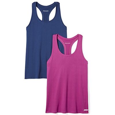 AZ0003-4-XS Amazon Essentials Damska koszulka bez rękawów Tech Stretch Racerback (dostępna w dużych rozmiarach), 2 sztuki, fuksja/granatowy, XS AZ0003-4-XS Amazon Essentials Damska koszulka bez rękawów Tech Stretch Racerback (dostępna w dużych rozmiarach), 2 sztuki, fuksja/granatowy, XS