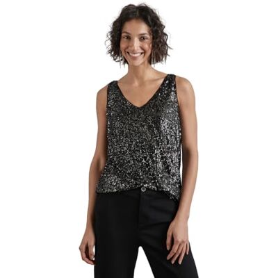 A345219 STREET ONE Party_spaghetti top sequins, Sparkling Silver, 46 A345219 STREET ONE Party_spaghetti top sequins, Sparkling Silver, 46