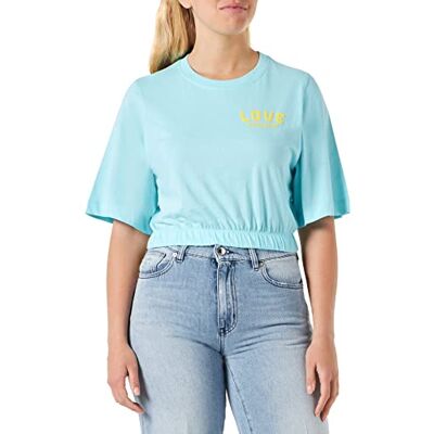 W 4 H97 01 M 3876 Love Moschino Women's Cropped top T-Shirt, Turquoise, 44, turkusowy, 44 W 4 H97 01 M 3876 Love Moschino Women's Cropped top T-Shirt, Turquoise, 44, turkusowy, 44
