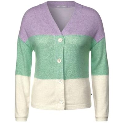 B320996 Cecil Damski kardigan w paski, Celery Green Melange, XL B320996 Cecil Damski kardigan w paski, Celery Green Melange, XL
