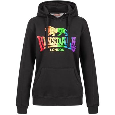 117174 Lonsdale M?ska bluza z kapturem Ramelton, czarny/t?czowy, XS 117174 Lonsdale M?ska bluza z kapturem Ramelton, czarny/t?czowy, XS