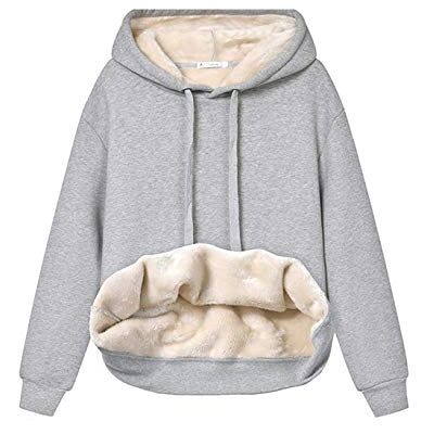Haellun Damska bluza z kapturem na co dzień, zimowa, z ciepłą polarową podszewką sherpa, ciemnoszary, L Haellun Damska bluza z kapturem na co dzień, zimowa, z ciepłą polarową podszewką sherpa, ciemnoszary, L