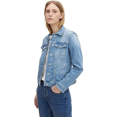 1016402 TOM TAILOR Damski Kurtka dżinsowa z bawełny organicznej , 10142 Light Stone Blue Denim, XXL 1016402 TOM TAILOR Damski Kurtka dżinsowa z bawełny organicznej , 10142 Light Stone Blue Denim, XXL