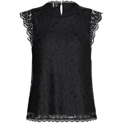 17120454 PIECES Damska koszulka Pcolline Sl Lace Top Noos Bc, czarny, XXL 17120454 PIECES Damska koszulka Pcolline Sl Lace Top Noos Bc, czarny, XXL