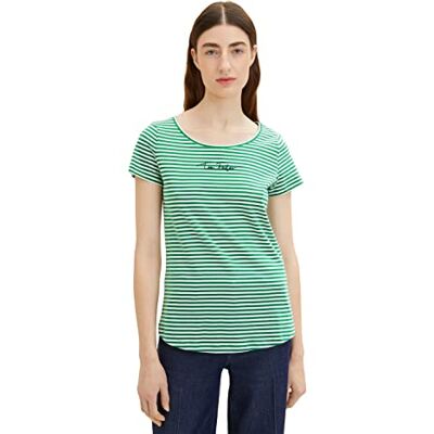 1036192 TOM TAILOR Damski T-shirt , 32066 Small Green Offwhite Stripe, XXL 1036192 TOM TAILOR Damski T-shirt , 32066 Small Green Offwhite Stripe, XXL