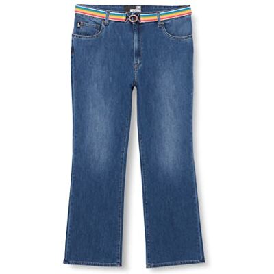WQ47781 S3806 Love Moschino Damskie dżinsy midi Flare in Light Linen-Tencel Blend Denim, niebieski (medium blue denim), 33 WQ47781 S3806 Love Moschino Damskie dżinsy midi Flare in Light Linen-Tencel Blend Denim, niebieski (medium blue denim), 33