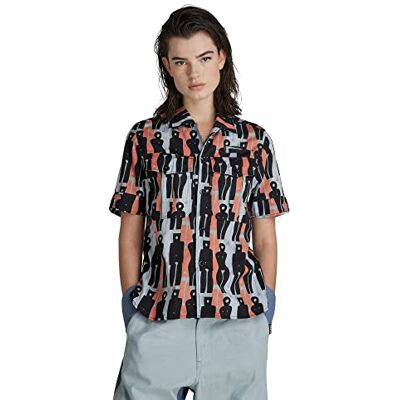 D21886-C317-D009 G-STAR RAW Damska koszulka Officer Ss Blouse, Multicolor (Iceberg Green Figures 32 C317-d009), XS D21886-C317-D009 G-STAR RAW Damska koszulka Officer Ss Blouse, Multicolor (Iceberg Green Figures 32 C317-d009), XS