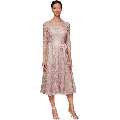 8117835-ROS-8 Alex Damen Besticktes Ärmeln in Teelänge (Petite Missy) Kleid für besondere Anlässe, róża, 34 8117835-ROS-8 Alex Damen Besticktes Ärmeln in Teelänge (Petite Missy) Kleid für besondere Anlässe, róża, 34