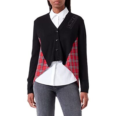 W S 07H 91 X A127 Love Moschino Damski sweter z długim rękawem, czerwony czarny (Red Black), 42 W S 07H 91 X A127 Love Moschino Damski sweter z długim rękawem, czerwony czarny (Red Black), 42