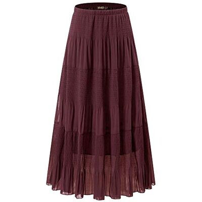 Q2006-19-2XL NASHALYLY Długa spódnica letnia damska z wysokim stanem elegancka szyfonowa plisowana spódnica czysty kolor proste spódnice na co dzień …, Wino, XXL Q2006-19-2XL NASHALYLY Długa spódnica letnia damska z wysokim stanem elegancka szyfonowa plisowana spódnica czysty kolor proste spódnice na co dzień …, Wino, XXL