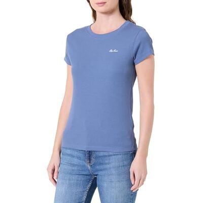 PL5000062 Pepe Jeans Damska koszulka W Basic Rib S/S, niebieska (SEA Blue), S, Niebieski (morski niebieski), S PL5000062 Pepe Jeans Damska koszulka W Basic Rib S/S, niebieska (SEA Blue), S, Niebieski (morski niebieski), S