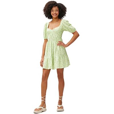 3SAL80017IW Koton Damska sukienka mini z wiskozy, mieszanka kwiatów, Green Design (09C), 42 3SAL80017IW Koton Damska sukienka mini z wiskozy, mieszanka kwiatów, Green Design (09C), 42
