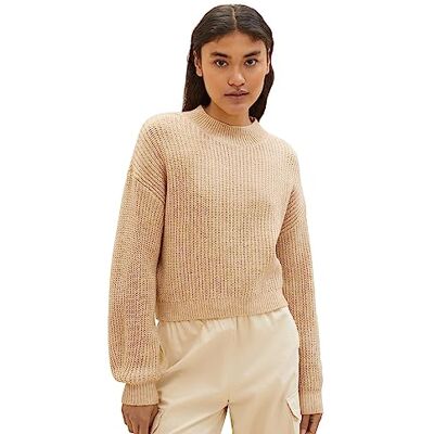 1038128 TOM TAILOR Denim Boxy Relaxed sweter damski ze stójką, 31700 Dusty Sand Beige, XXL 1038128 TOM TAILOR Denim Boxy Relaxed sweter damski ze stójką, 31700 Dusty Sand Beige, XXL