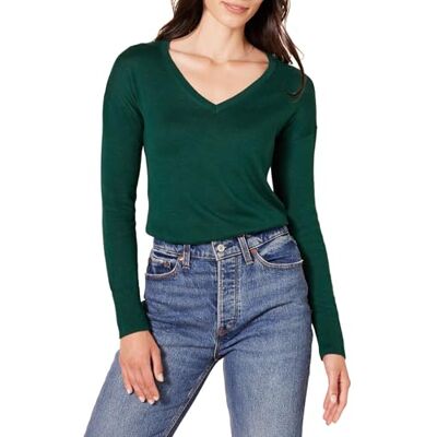 WAE35009FL18-Dgreen-Small Amazon Essentials Women's Lekki sweter tunika z dekoltem w serek z długim rękawem (dostępny w wersji Plus Size), Ciemnozielony, S WAE35009FL18-Dgreen-Small Amazon Essentials Women's Lekki sweter tunika z dekoltem w serek z długim rękawem (dostępny w wersji Plus Size), Ciemnozielony, S