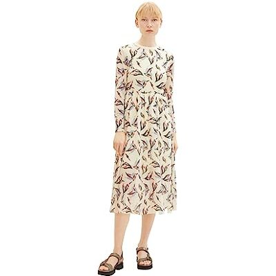 1039911 TOM TAILOR jeansowa damska sukienka siateczkowa ze wzorem, 27463-kremowy abstrakcyjny nadruk, XL 1039911 TOM TAILOR jeansowa damska sukienka siateczkowa ze wzorem, 27463-kremowy abstrakcyjny nadruk, XL