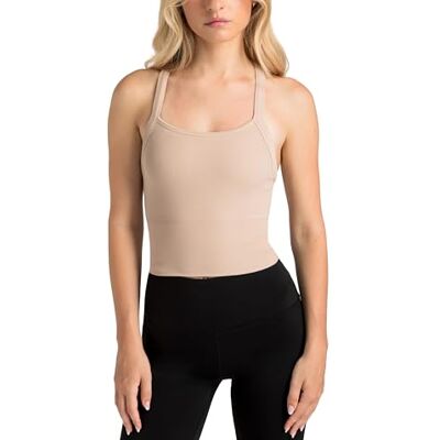 ARKWSBA002AS Aruki Biustonosz Sportowy Damski Seamless Ribbed, odprowadzający wilgoć, czterokierunkowy stretch, wygodny ze wspierającym dopasowaniem do pilates biegania siłowni codziennego fitnessu – Doeskin – S ARKWSBA002AS Aruki Biustonosz Sportowy Damski Seamless Ribbed, odprowadzający wilgoć, czterokierunkowy stretch, wygodny ze wspierającym dopasowaniem do pilates biegania siłowni codziennego fitnessu – Doeskin – S
