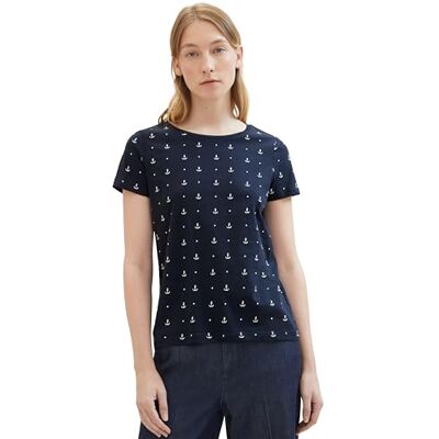 1041771 TOM TAILOR T-shirt damski, 35663 Navy Anchor Design, XXS 1041771 TOM TAILOR T-shirt damski, 35663 Navy Anchor Design, XXS
