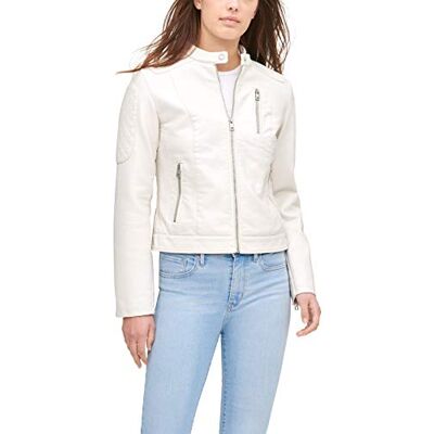LW7RU263-OYS-03-L Levi's Damska kurtka motocyklowa ze sztucznej skóry (rozm. standardowy i plus size), Ostryga, L LW7RU263-OYS-03-L Levi's Damska kurtka motocyklowa ze sztucznej skóry (rozm. standardowy i plus size), Ostryga, L