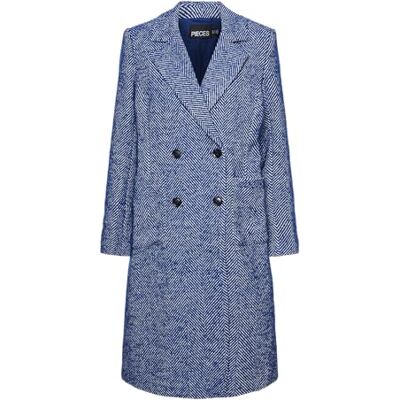 17151465 Pcnaya Coat, Dark Blue Denim/Stripes: WHITE, M 17151465 Pcnaya Coat, Dark Blue Denim/Stripes: WHITE, M