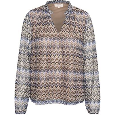 10610282 Damska koszulka Cream V-Neck Print Długi rękaw damska, Blue Weave Multi Lace Stripe, 32 10610282 Damska koszulka Cream V-Neck Print Długi rękaw damska, Blue Weave Multi Lace Stripe, 32