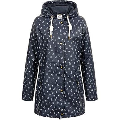 191162 Ankerglut Damen Friesennerz Regenmantel Regenjacke Mit Kapuze Gefüttert Wasserdicht Wetterfest Übergangsjacke #Ankerglutwolke Kurtka przeciwdeszczowa damska, Granatowy, 46 191162 Ankerglut Damen Friesennerz Regenmantel Regenjacke Mit Kapuze Gefüttert Wasserdicht Wetterfest Übergangsjacke #Ankerglutwolke Kurtka przeciwdeszczowa damska, Granatowy, 46