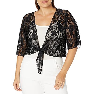 7612-LA-X-001-3X Star Vixen Sweter damski Shrug, Czarny, 3X 7612-LA-X-001-3X Star Vixen Sweter damski Shrug, Czarny, 3X
