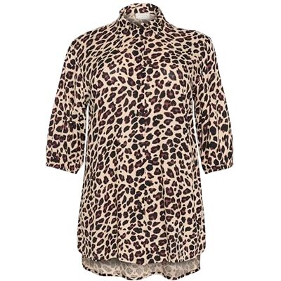 10581447-104451-46 Kaffe Curve Plus Size Damska koszula Half Sleeves Mid-Thigh Length Printed, motyw cętek leoparda, 44/du?y rozmiar 10581447-104451-46 Kaffe Curve Plus Size Damska koszula Half Sleeves Mid-Thigh Length Printed, motyw cętek leoparda, 44/du?y rozmiar