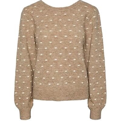 17141384 PIECES Damski sweter Pcjessica Ls Reversible Knit Bc, Silver Mink/Szczegóły: brzoza Dots, S 17141384 PIECES Damski sweter Pcjessica Ls Reversible Knit Bc, Silver Mink/Szczegóły: brzoza Dots, S