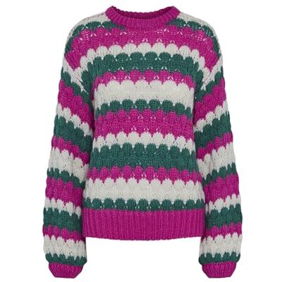 26031445 YASBUBBA LS KNIT sweter S. NOOS, fuksja fedora/paski: fir/brzoza, XXL 26031445 YASBUBBA LS KNIT sweter S. NOOS, fuksja fedora/paski: fir/brzoza, XXL