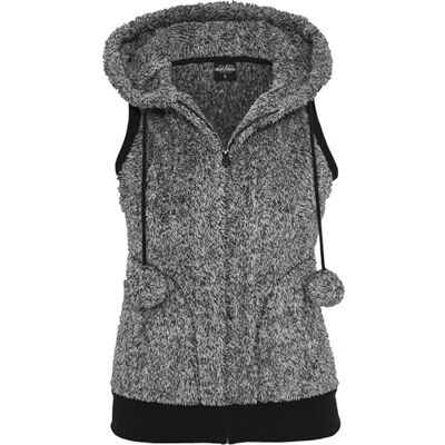 TB615-00050 Urban Classics Damska kamizelka Ladies Melange Teddy Vest, wielokolorowy (Blk/Wht 00050), S TB615-00050 Urban Classics Damska kamizelka Ladies Melange Teddy Vest, wielokolorowy (Blk/Wht 00050), S