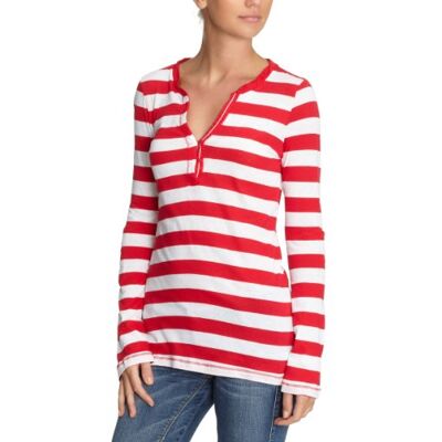 KARISSA STP HENLEY_1M80240639 Tommy Hilfiger Damska koszulka/koszulka z długim rękawem, , Wielokolorowy (991_multi / Signal Red/Classic White), 40 KARISSA STP HENLEY_1M80240639 Tommy Hilfiger Damska koszulka/koszulka z długim rękawem, , Wielokolorowy (991_multi / Signal Red/Classic White), 40
