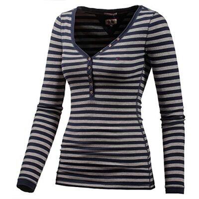 1657646445-052 Tommy Hilfiger Lola Striped Henley l/s Koszulka Damski, Szary (Grau (Light Grey/Peacoat-pt 052)), XL 1657646445-052 Tommy Hilfiger Lola Striped Henley l/s Koszulka Damski, Szary (Grau (Light Grey/Peacoat-pt 052)), XL